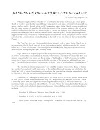 Handing on the Faith by a Life of Prayer
