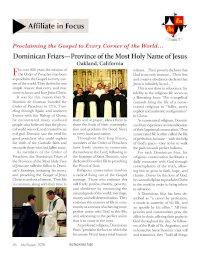 Dominican Province of the Most Holy Name of Jesus Affiliate in Focus