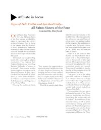 All Saints Sisters Affiliate in Focus