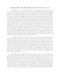 Mother Mary Francis, PCC, Biography